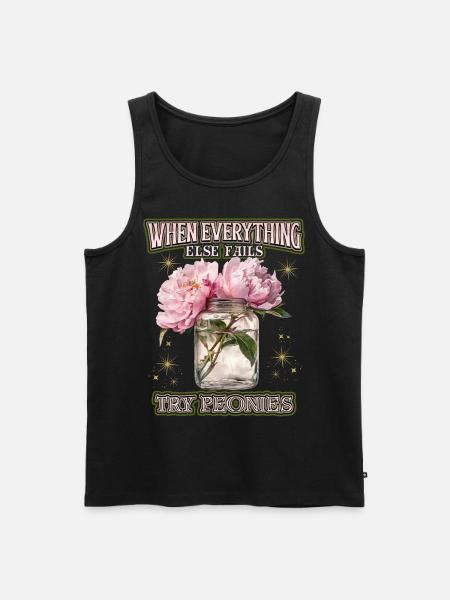 Flower Saying with Peonies Illustration - Men's Premium Organic Tank Top - black