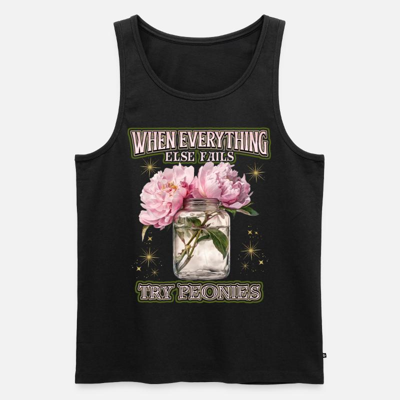 Blumen-Spruch mit Pfingstrosen Illustration - Männer Premium Bio Tank Top - Schwarz