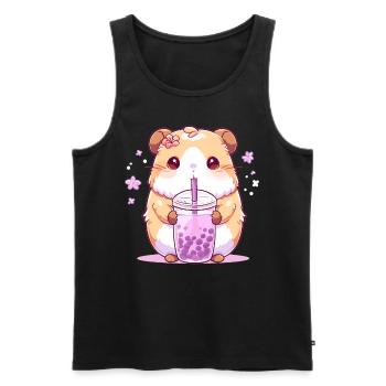 Kawaii Hamster Boissons Boba Bubble Tea Chibi - Débardeur bio Premium Homme - noir - Devant - AI Model Male 178 light (178cm)