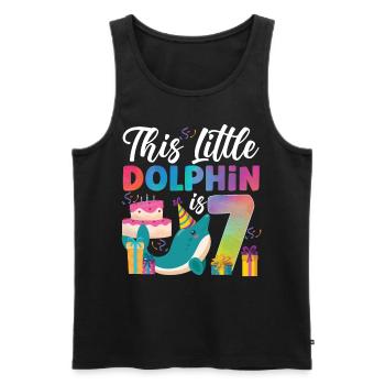 Dolphin 7th Birthday Watercolor - Men's Premium Organic Tank Top - black - Front - Michal (187cm)
