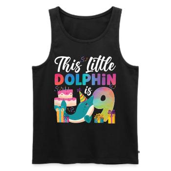 Dolphin 9th Birthday Watercolor - Männer Premium Bio Tank Top - Schwarz - Vorne - Michal (187cm)