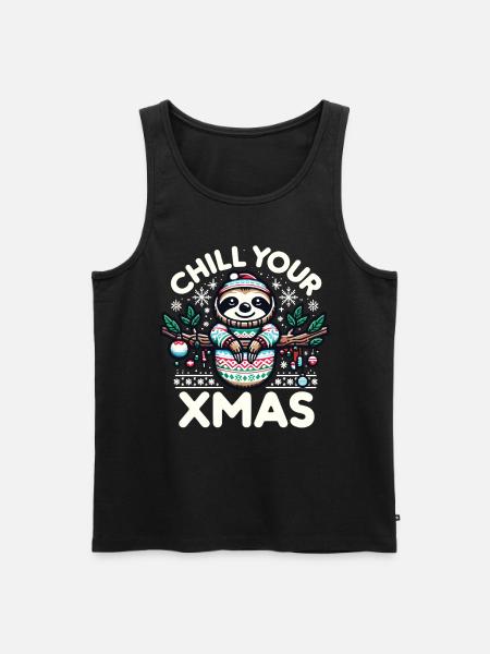 Sloth Christmas Sloth Santa Hat - Men's Premium Organic Tank Top - black