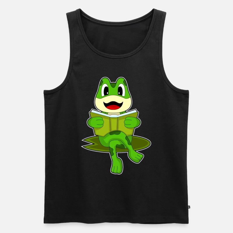 Frosch Nerd Buch - Männer Premium Bio Tank Top - Schwarz