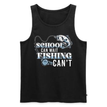 School Can Wait Fishing Can't Funny Fish Catching - Männer Premium Bio Tank Top - Schwarz - Vorne - AI Model Male 178 light (178cm)