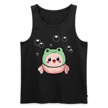 Chapeau de grenouille Kawaii Cottagecore Blobfish - Débardeur bio Premium Homme - noir - Devant - Michal (187cm)