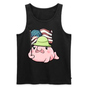 Kawaii patriotique Blobfish 4 juillet drapeau américain - Débardeur bio Premium Homme - noir - Devant - Michal (187cm)