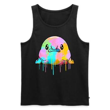 Kawaii Blobfish dégoulinant de peinture - Débardeur bio Premium Homme - noir - Devant - AI Model Male 178 light (178cm)