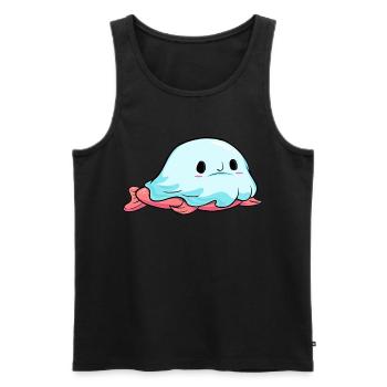 Kawaii Halloween Blobfisch Geist Boo - Männer Premium Bio Tank Top - Schwarz - Vorne - AI Model Male 178 light (178cm)