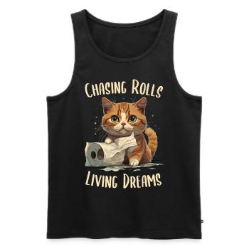 Cat Joy: Toilet Paper Dance - Men's Premium Organic Tank Top - black - Front - Michal (187cm)