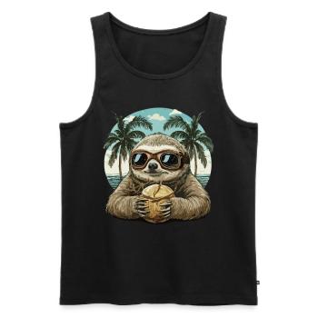 Casual Tropical Dream: Sloth Style - Men's Premium Organic Tank Top - black - Front - AI Model Male 178 light (178cm)