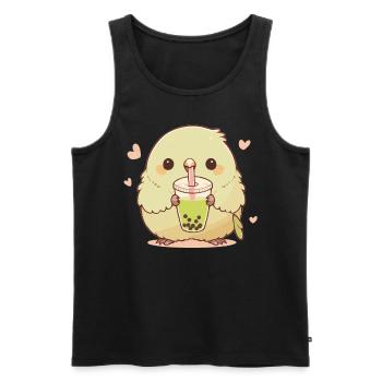 Inséparable kawaii boit Boba Bubble Tea Chibi - Débardeur bio Premium Homme - noir - Devant - Michal (187cm)