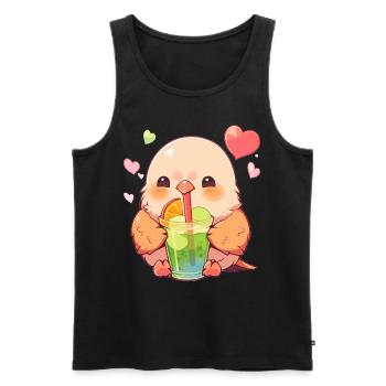 Inséparable kawaii boit Boba Bubble Tea Chibi - Débardeur bio Premium Homme - noir - Devant - Michal (187cm)
