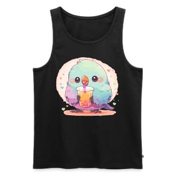 Inséparable kawaii boit Boba Bubble Tea Chibi - Débardeur bio Premium Homme - noir - Devant - Michal (187cm)