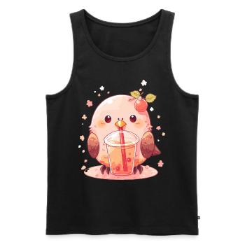 Inséparable kawaii boit Boba Bubble Tea Chibi - Débardeur bio Premium Homme - noir - Devant - Michal (187cm)