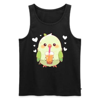 Inséparable kawaii boit Boba Bubble Tea Chibi - Débardeur bio Premium Homme - noir - Devant - Michal (187cm)