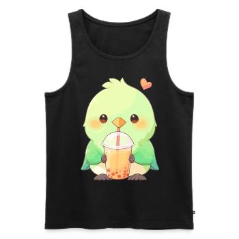 Inséparable kawaii boit Boba Bubble Tea Chibi - Débardeur bio Premium Homme - noir - Devant - Michal (187cm)