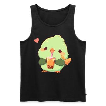 Inséparable kawaii boit Boba Bubble Tea Chibi - Débardeur bio Premium Homme - noir - Devant - Michal (187cm)