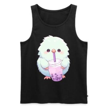 Inséparable kawaii boit Boba Bubble Tea Chibi - Débardeur bio Premium Homme - noir - Devant - Michal (187cm)