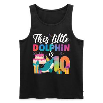 Dolphin 10th Birthday Watercolor - Männer Premium Bio Tank Top - Schwarz - Vorne - Michal (187cm)
