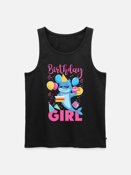 Dolphin Birthday Birthday Girl - Men's Premium Organic Tank Top - black