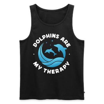 Dauphins Les dauphins sont ma thérapie - Débardeur bio Premium Homme - noir - Devant - Michal (187cm)