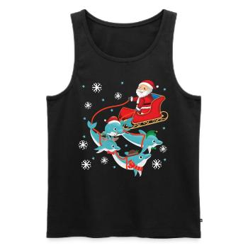 Dolphin Christmas Santa Sleigh - Männer Premium Bio Tank Top - Schwarz - Vorne - AI Model Male 178 light (178cm)