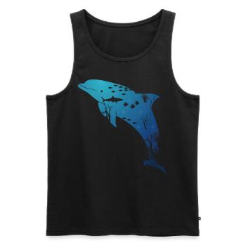 Vie marine des dauphins - Débardeur bio Premium Homme - noir - Devant - AI Model Male 178 light (178cm)