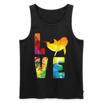 Dolphin Watercolor Love - Männer Premium Bio Tank Top - Schwarz - Vorne - AI Model Male 178 light (178cm)
