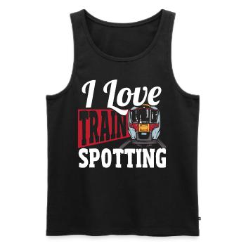 Trainspotter Train Spotting I Love Train Spotting - Men's Premium Organic Tank Top - black - Front - AI Model Male 178 light (178cm)
