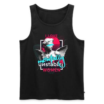 I Love Mentally Unstable Women Ironic Meme Vapor - Männer Premium Bio Tank Top - Schwarz - Vorne - AI Model Male 178 light (178cm)