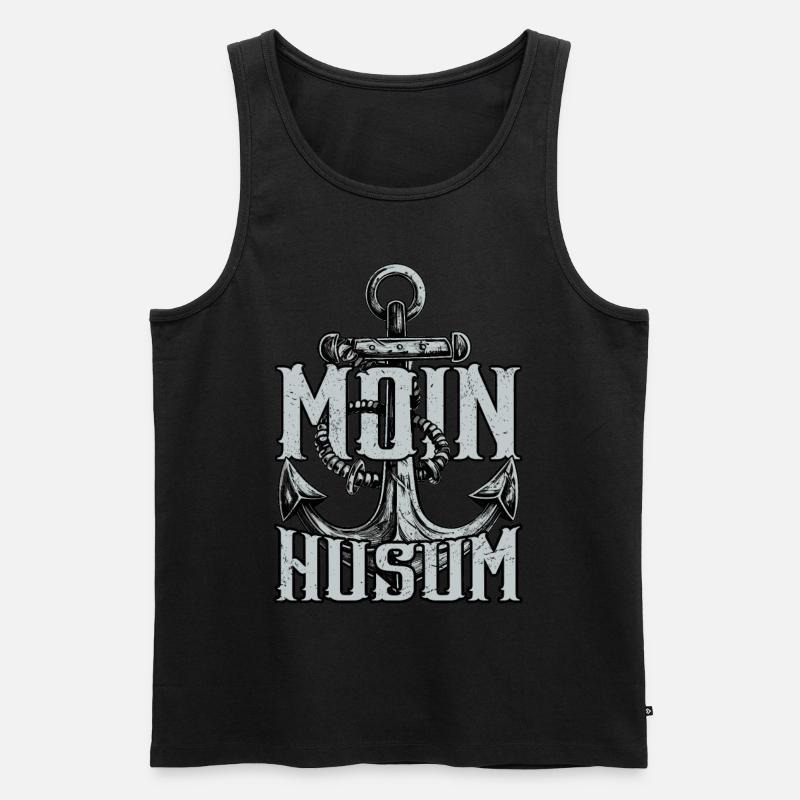 Moin Husum - Männer Premium Bio Tank Top - Schwarz