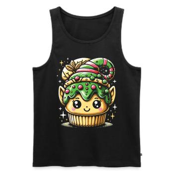 Sweet Elf Delight: Christmas Cupcake - Men's Premium Organic Tank Top - black - Front - AI Model Male 178 light (178cm)