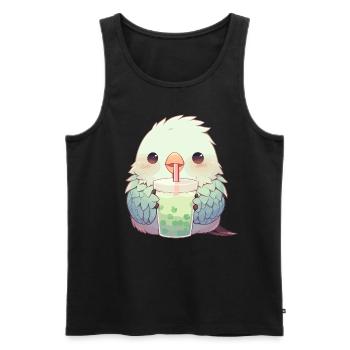 Inséparable kawaii boit Boba Bubble Tea Chibi - Débardeur bio Premium Homme - noir - Devant - Michal (187cm)