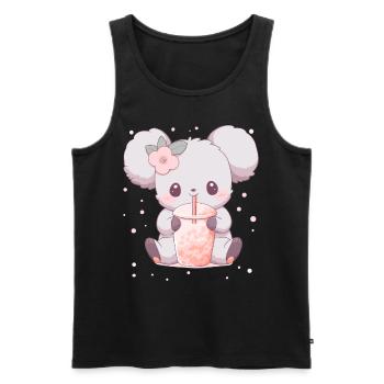 Kawaii Koala trinkt Boba Bubble Tea Chibi - Männer Premium Bio Tank Top - Schwarz - Vorne - AI Model Male 178 light (178cm)