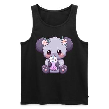 Kawaii Koala trinkt Boba Bubble Tea Chibi - Männer Premium Bio Tank Top - Schwarz - Vorne - AI Model Male 178 light (178cm)