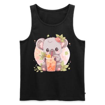Kawaii Koala trinkt Boba Bubble Tea Chibi - Männer Premium Bio Tank Top - Schwarz - Vorne - AI Model Male 178 light (178cm)