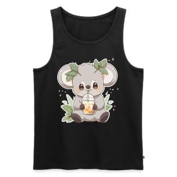 Kawaii Koala trinkt Boba Bubble Tea Chibi - Männer Premium Bio Tank Top - Schwarz - Vorne - AI Model Male 178 light (178cm)