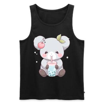 Kawaii Koala trinkt Boba Bubble Tea Chibi - Männer Premium Bio Tank Top - Schwarz - Vorne - AI Model Male 178 light (178cm)