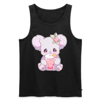 Kawaii Koala trinkt Boba Bubble Tea Chibi - Männer Premium Bio Tank Top - Schwarz - Vorne - AI Model Male 178 light (178cm)