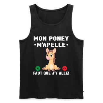 Mon Poney M'Apelle Pilote De Poney Cadeau Poney - Débardeur bio Premium Homme - noir - Devant - AI Model Male 178 light (178cm)