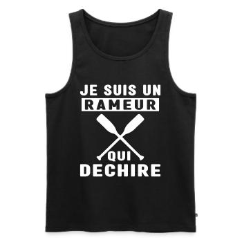 Je Suis Un Rameur qui déchire Humour Avironneur - Débardeur bio Premium Homme - noir - Devant - Michal (187cm)