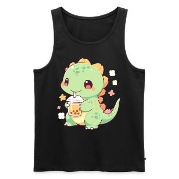 Kawaii Dinosaure Boissons Boba Bubble Tea Chibi - Débardeur bio Premium Homme - noir - Devant - AI Model Male 178 light (178cm)