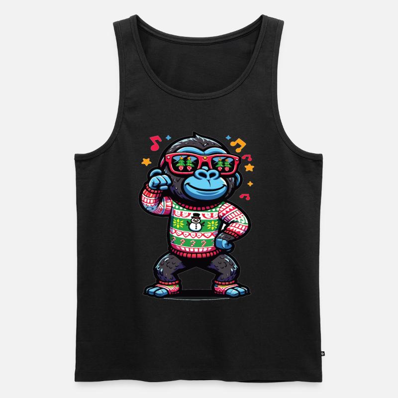 Gorilla mit Sonnenbrille - Männer Premium Bio Tank Top - Schwarz