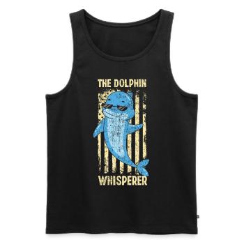 Dauphin Drapeau Américain Le Dauphin - Débardeur bio Premium Homme - noir - Devant - Michal (187cm)