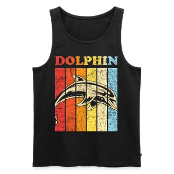 Dolphin Retro Vintage Dolphin - Männer Premium Bio Tank Top - Schwarz - Vorne - AI Model Male 178 light (178cm)