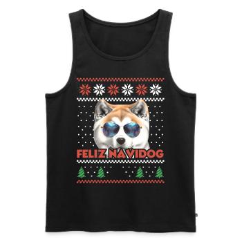 Cool Akita Inu Chien Feliz Navidog Noël moche - Débardeur bio Premium Homme - noir - Devant - AI Model Male 178 light (178cm)