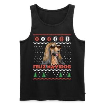 Cool Afghan Hound Dog Feliz Navidog Noël moche - Débardeur bio Premium Homme - noir - Devant - Michal (187cm)