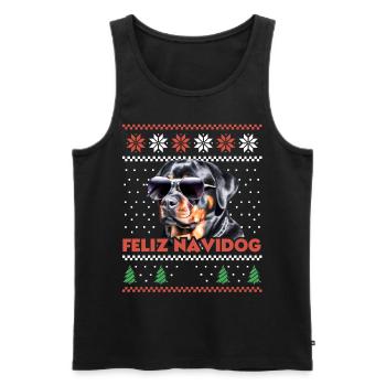 Cool Rottweiler Chien Feliz Navidog Noël moche - Débardeur bio Premium Homme - noir - Devant - AI Model Male 178 light (178cm)