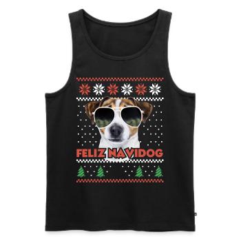 Jack Russel Terrier - Feliz Navidog Ugly Christmas - Débardeur bio Premium Homme - noir - Devant - Michal (187cm)