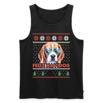 Cool Beagle Chien Noël Feliz Navidog Noël moche - Débardeur bio Premium Homme - noir - Devant - AI Model Male 178 light (178cm)